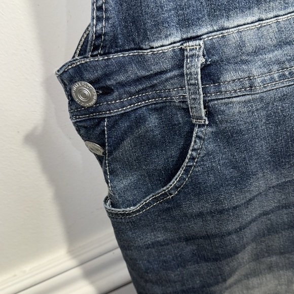 Wallflower Blue Denim Overalls crisscross back adjustale XL stretch - Picture 3 of 6